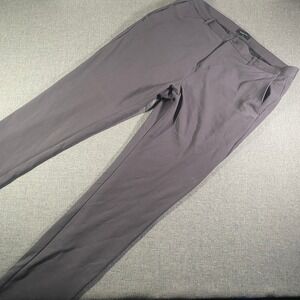 BUGATCHI Men's Gray Stretch Flat Front Dress Pants 38x33 Asphalt Rayon Nylon